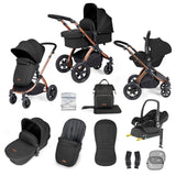 Ickle Bubba Stomp Luxe 12 Piece Travel System with Maxi-Cosi Cabriofix i-Size & Base - Bronze/Midnight/Black