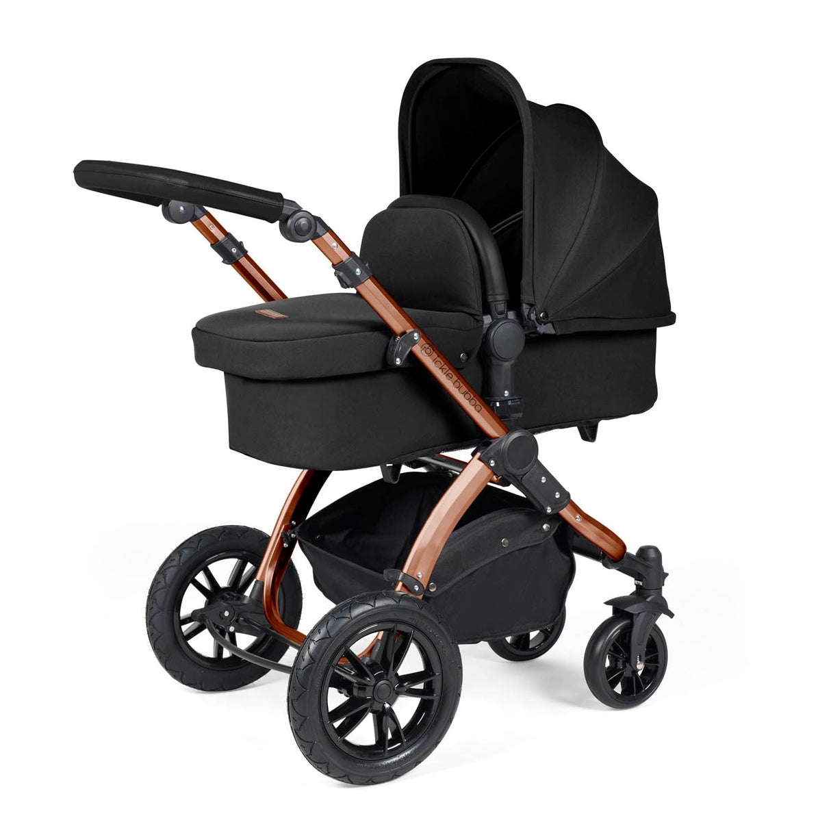 Ickle Bubba Stomp Luxe 12 Piece Travel System with Maxi-Cosi Cabriofix i-Size & Base - Bronze/Midnight/Black