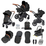 Ickle Bubba Stomp Luxe 12 Piece Travel System with Maxi-Cosi Cabriofix i-Size & Base - Black/Midnight/Tan
