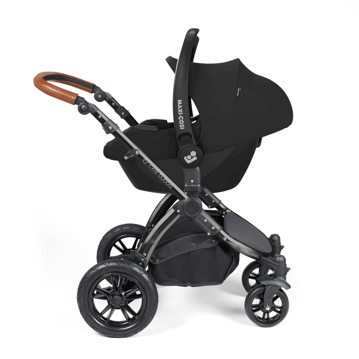 Ickle Bubba Stomp Luxe 12 Piece Travel System with Maxi-Cosi Cabriofix i-Size & Base - Black/Midnight/Tan
