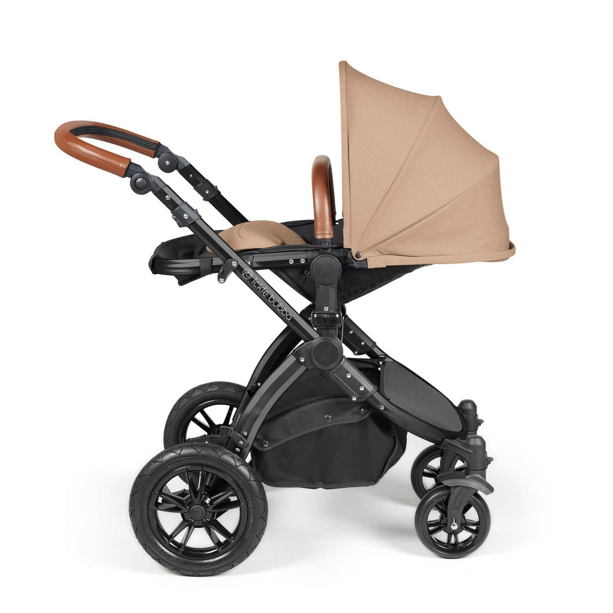 Ickle Bubba Stomp Luxe 12 Piece Travel System with Maxi-Cosi Cabriofix i-Size & Base - Black/Desert/Tan