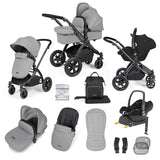 Ickle Bubba Stomp Luxe 12 Piece Travel System with Maxi-Cosi Cabriofix i-Size & Base - Black/Pearl Grey/Black