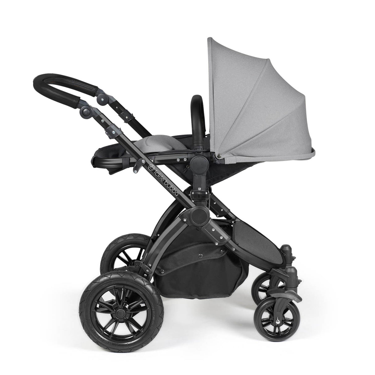 Ickle Bubba Stomp Luxe 12 Piece Travel System with Maxi-Cosi Cabriofix i-Size & Base - Black/Pearl Grey/Black