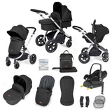 Ickle Bubba Stomp Luxe 12 Piece Travel System with Maxi-Cosi Cabriofix i-Size & Base - Silver/Midnight/Black