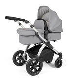 Ickle Bubba Stomp Luxe 12 Piece Travel System with Maxi-Cosi Cabriofix i-Size & Base - Silver/Pearl Grey/Black