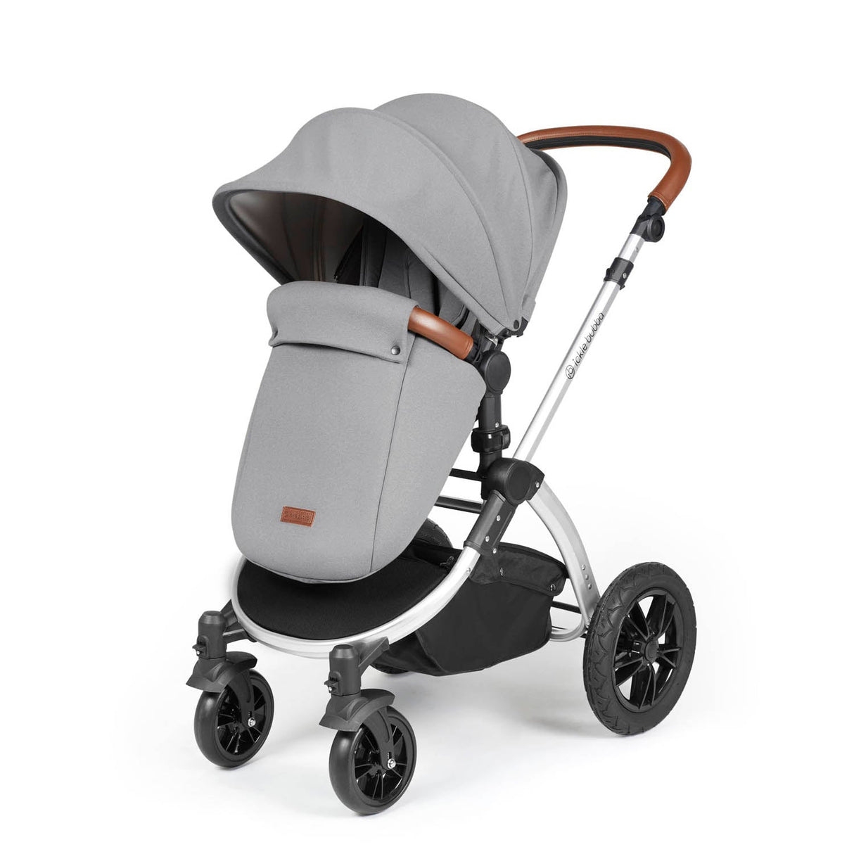 Ickle Bubba Stomp Luxe 12 Piece Travel System with Maxi-Cosi Cabriofix i-Size & Base - Silver/Pearl Grey/Tan