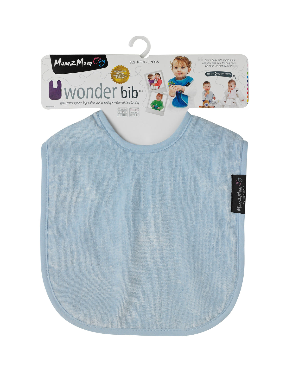 Mum 2 Mum Standard Wonder Bib - Baby Blue