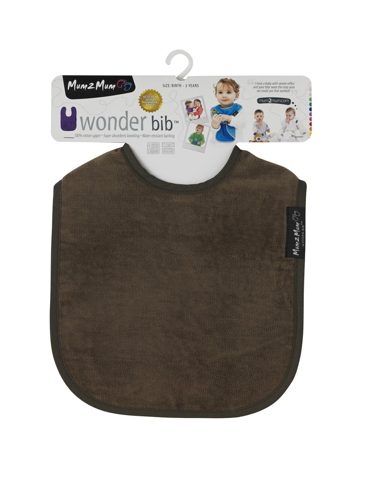 Mum 2 Mum Standard Wonder Bib - Chocolate Brown