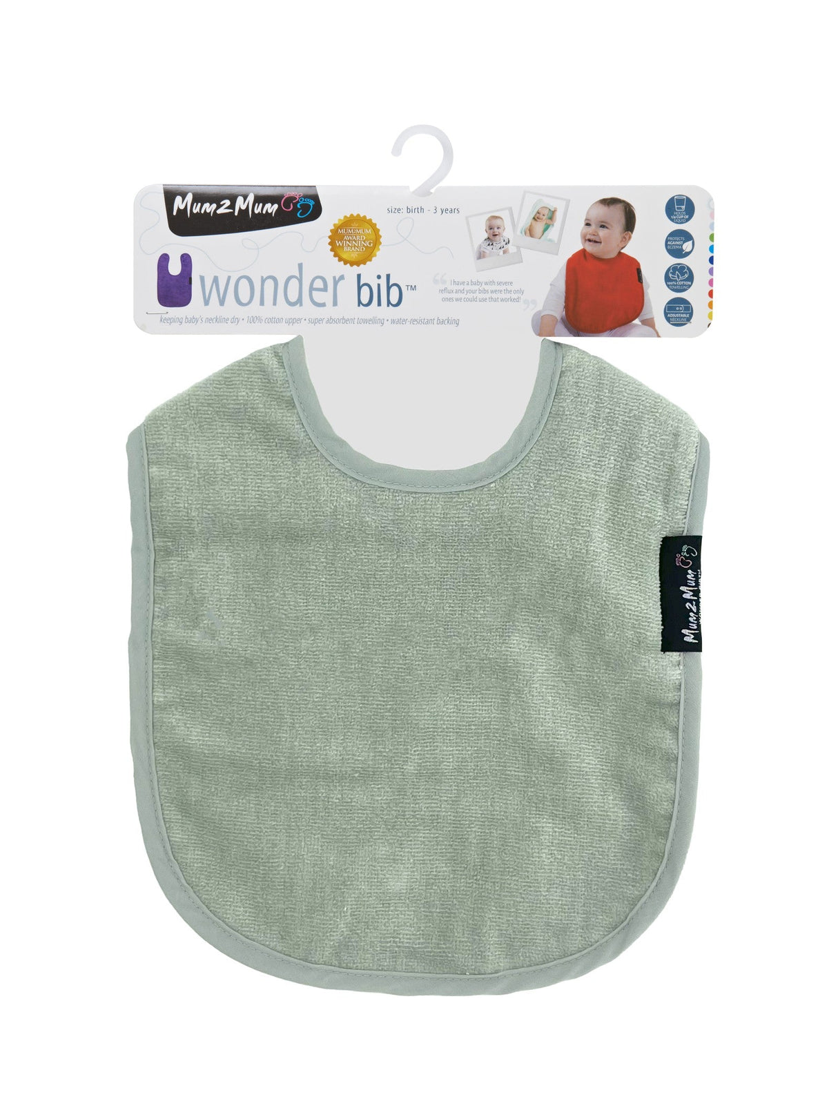 Mum 2 Mum Standard Wonder Bib - Sage Green