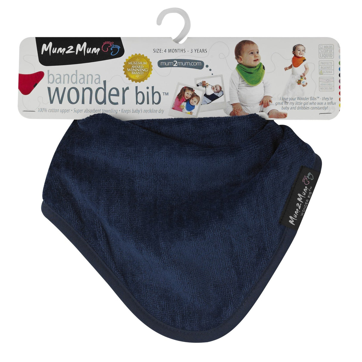 Mum 2 Mum Bandana Style Wonder Bib - Navy Blue