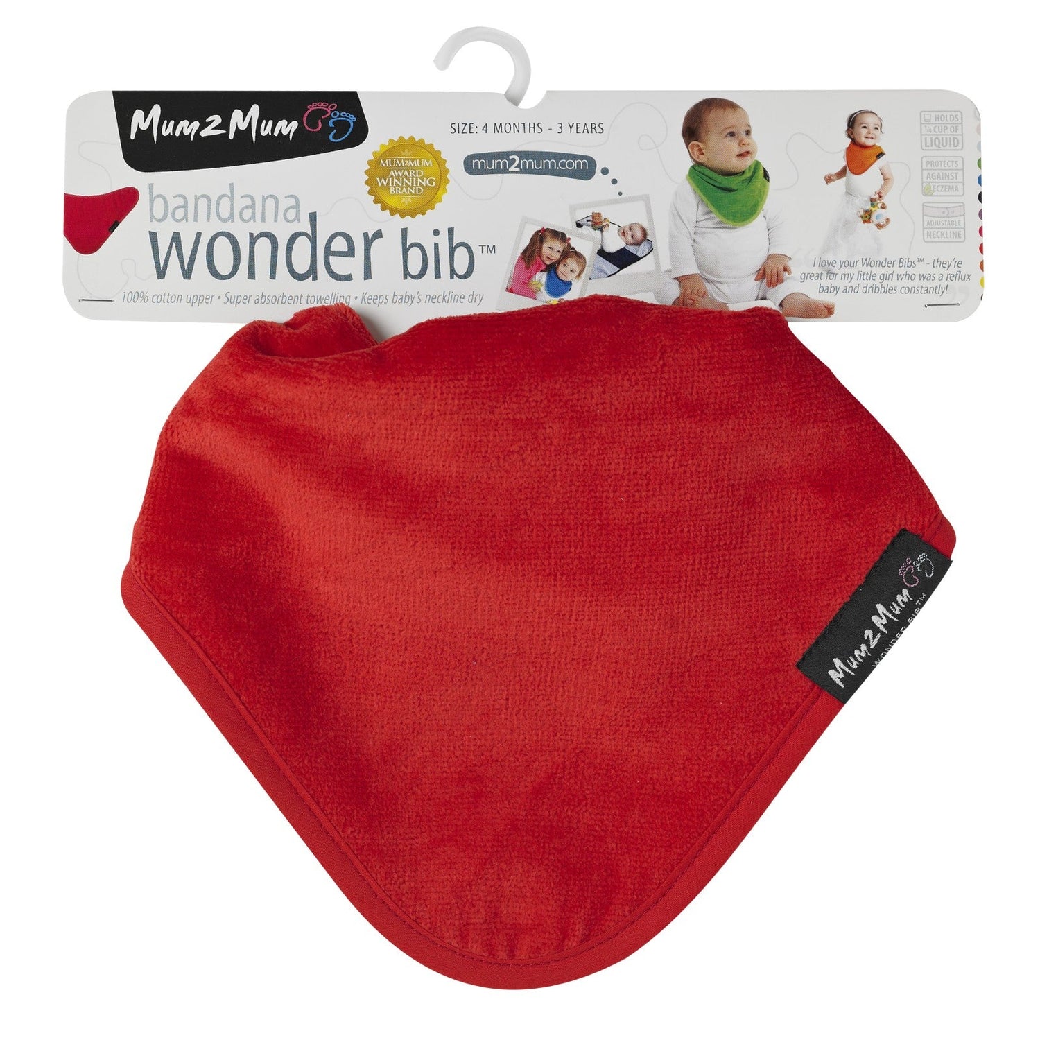 Mum 2 Mum Bandana Style Wonder Bib - Red