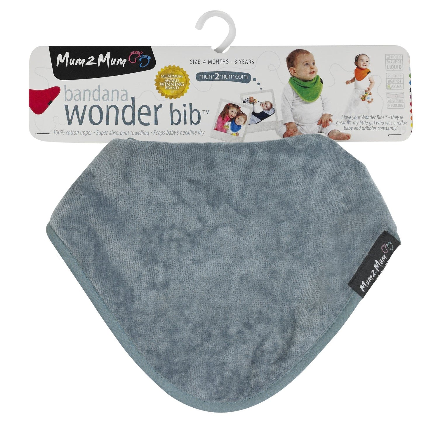 Mum 2 Mum Bandana Style Wonder Bib - Grey
