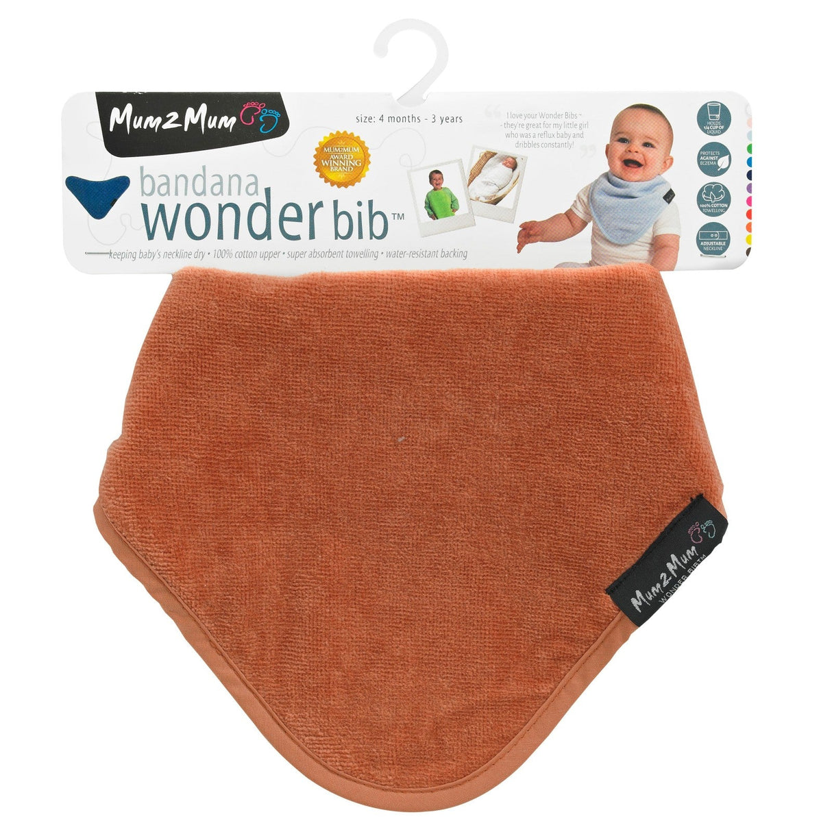 Mum 2 Mum Bandana Style Wonder Bib - Rust Orange