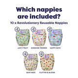 The Essentials Reusable Nappy Bundle in Garden Party