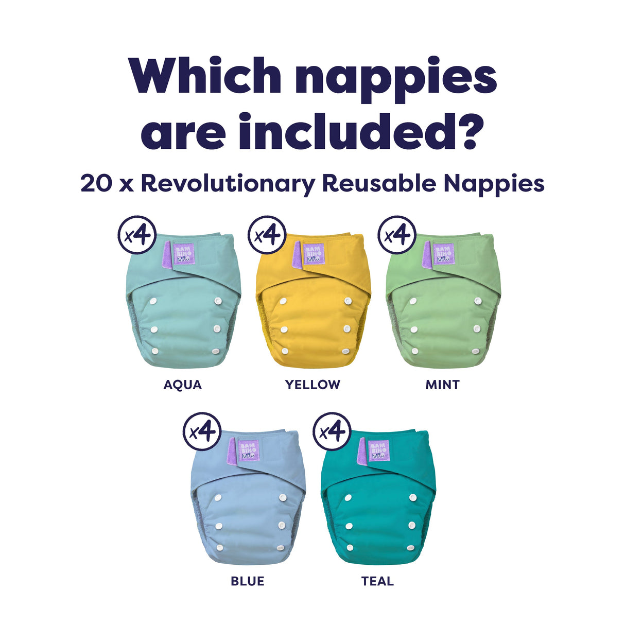 The Everything Reusable Nappy Bundle in Pastels