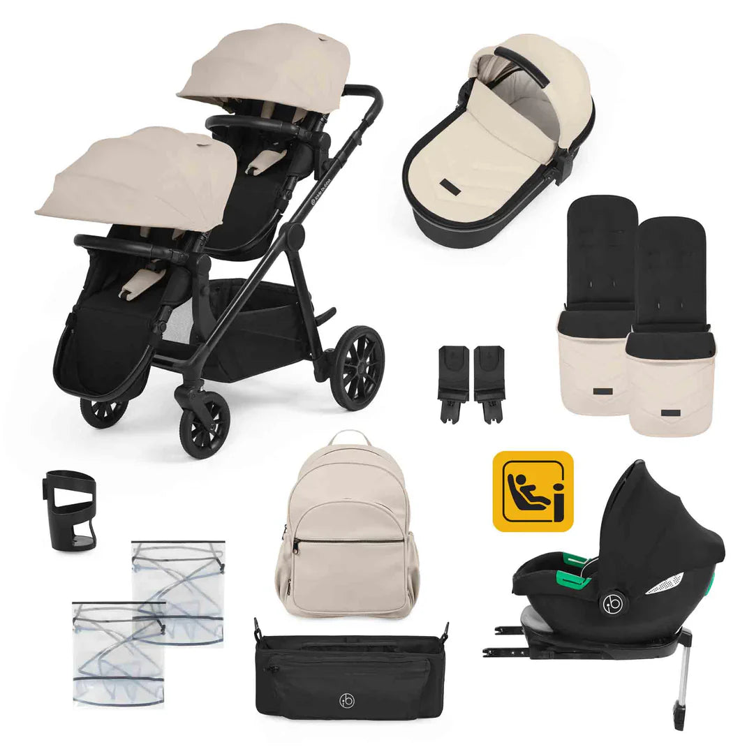 Ickle Bubba Virgo Growing Family 14 Piece Travel System with Cirrus i-Size Car Seat & Base - Stone
