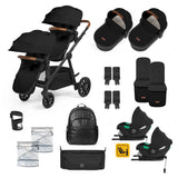Ickle Bubba Virgo Twin 18 Piece Travel System with Cirrus i-Size Car Seat & Base - Black