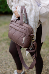 Ralphie Bear Quilted Changing Stroller Bag - Brown/Pears
