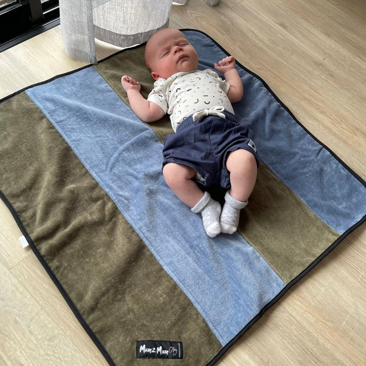 Mum 2 Mum Changing Mat / Playmat - Denim Blue & Olive Green