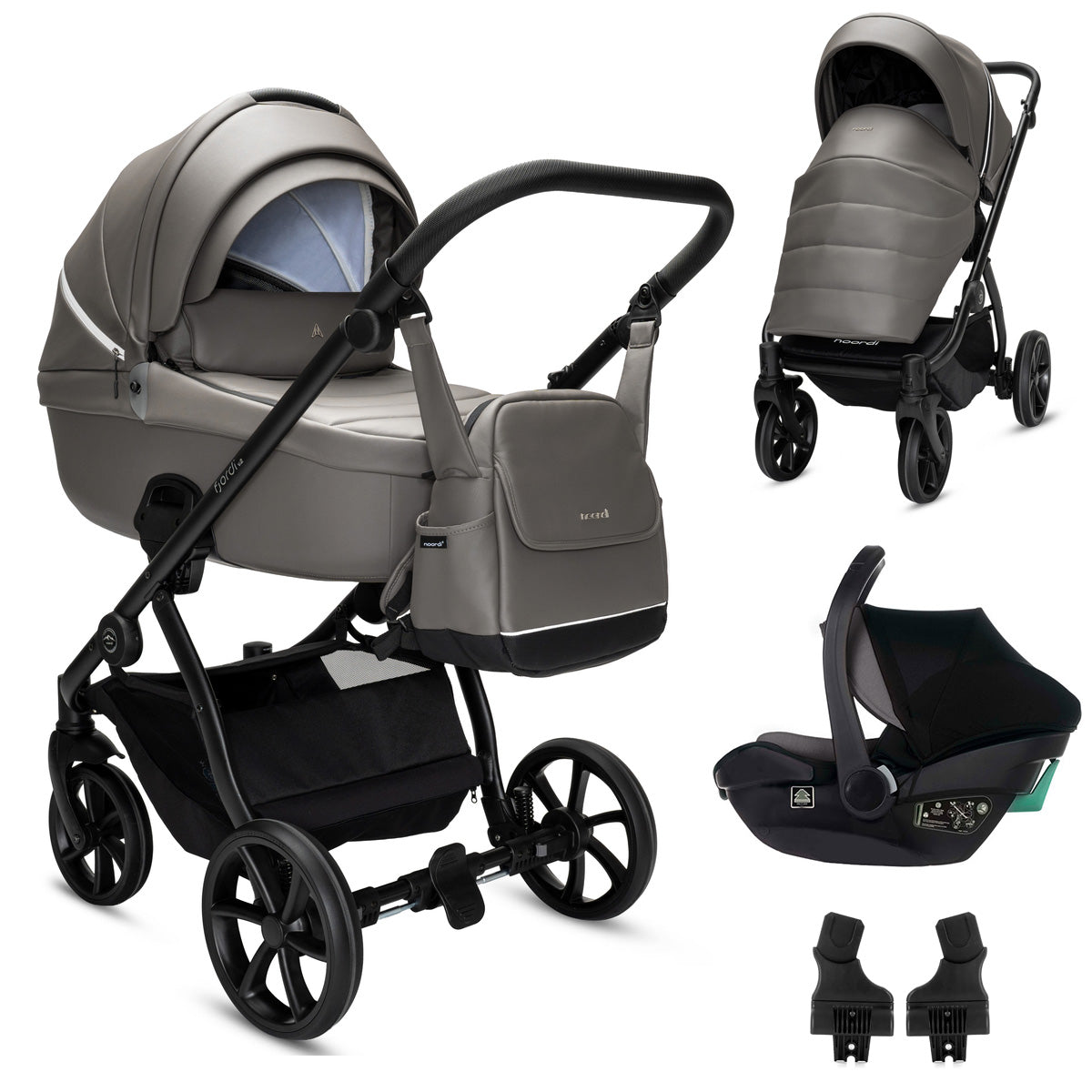 Noordi Fjordi V2 Leather - 3in1 Travel System with Travel Carrier i-Size Car Seat