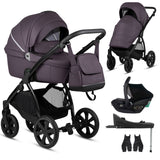 Noordi Fjordi V1 Leather 3-in-1 Travel System – Eco-Leather Pram with ThermoCot™ & i-Size Car Seat
