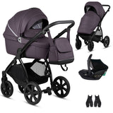 Noordi Fjordi V1 Leather 3-in-1 Travel System – Eco-Leather Pram with ThermoCot™ & i-Size Car Seat