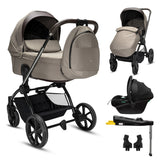 Noordi Sole V3 - 3in1 Travel System with ThermoCot Carrycot + Terra i-Size Car Seat, Arctic Mink