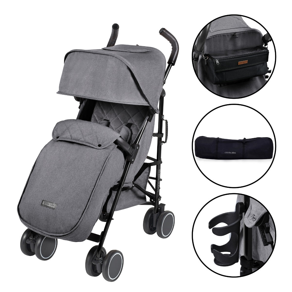 Ickle Bubba Discovery Prime Stroller - Black/Graphite Grey