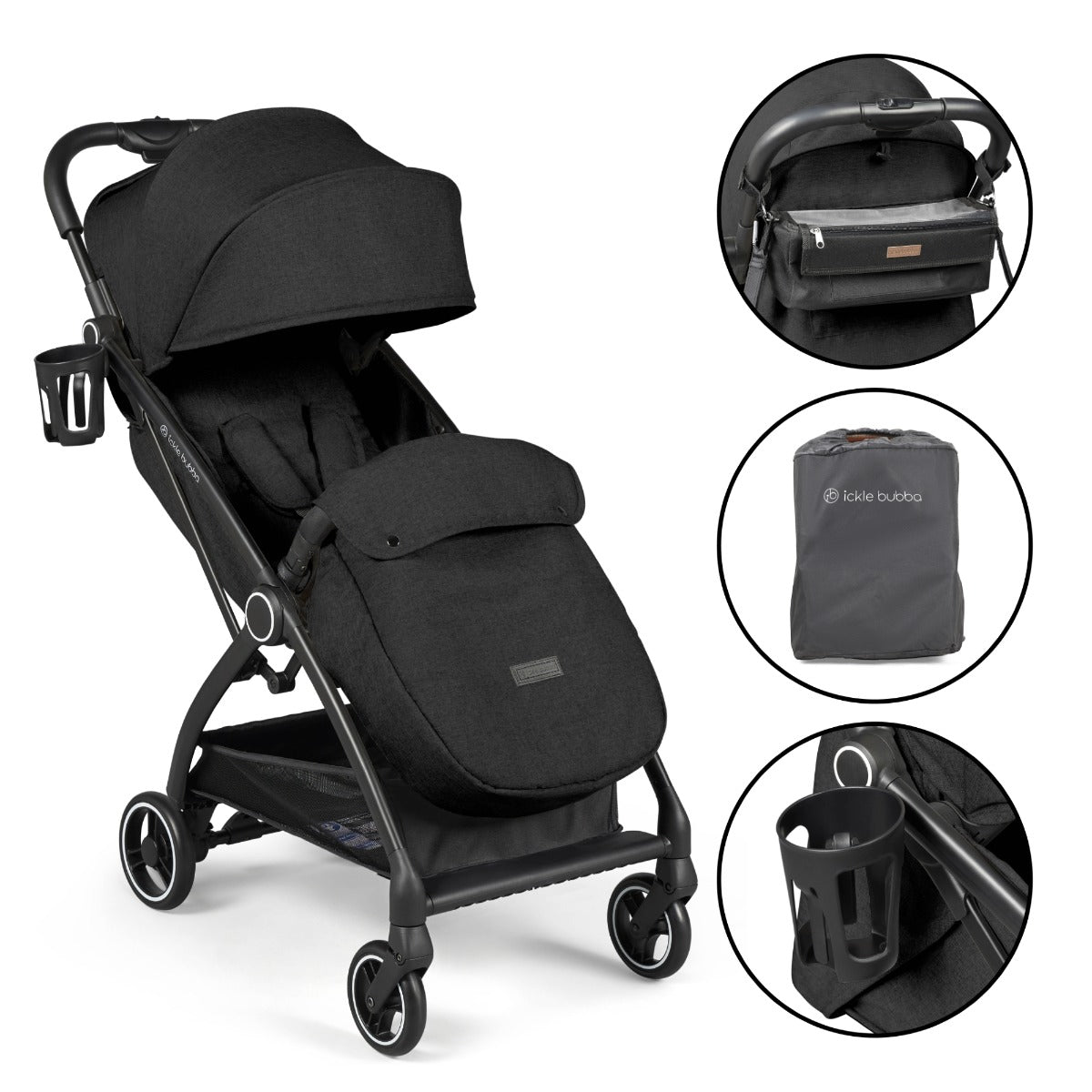 Ickle Bubba Aries Prime Auto-Fold Stroller - Black