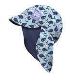 UPF 40+ Reversible Swim Hat for Babies and Toddlers in Blue Whale
