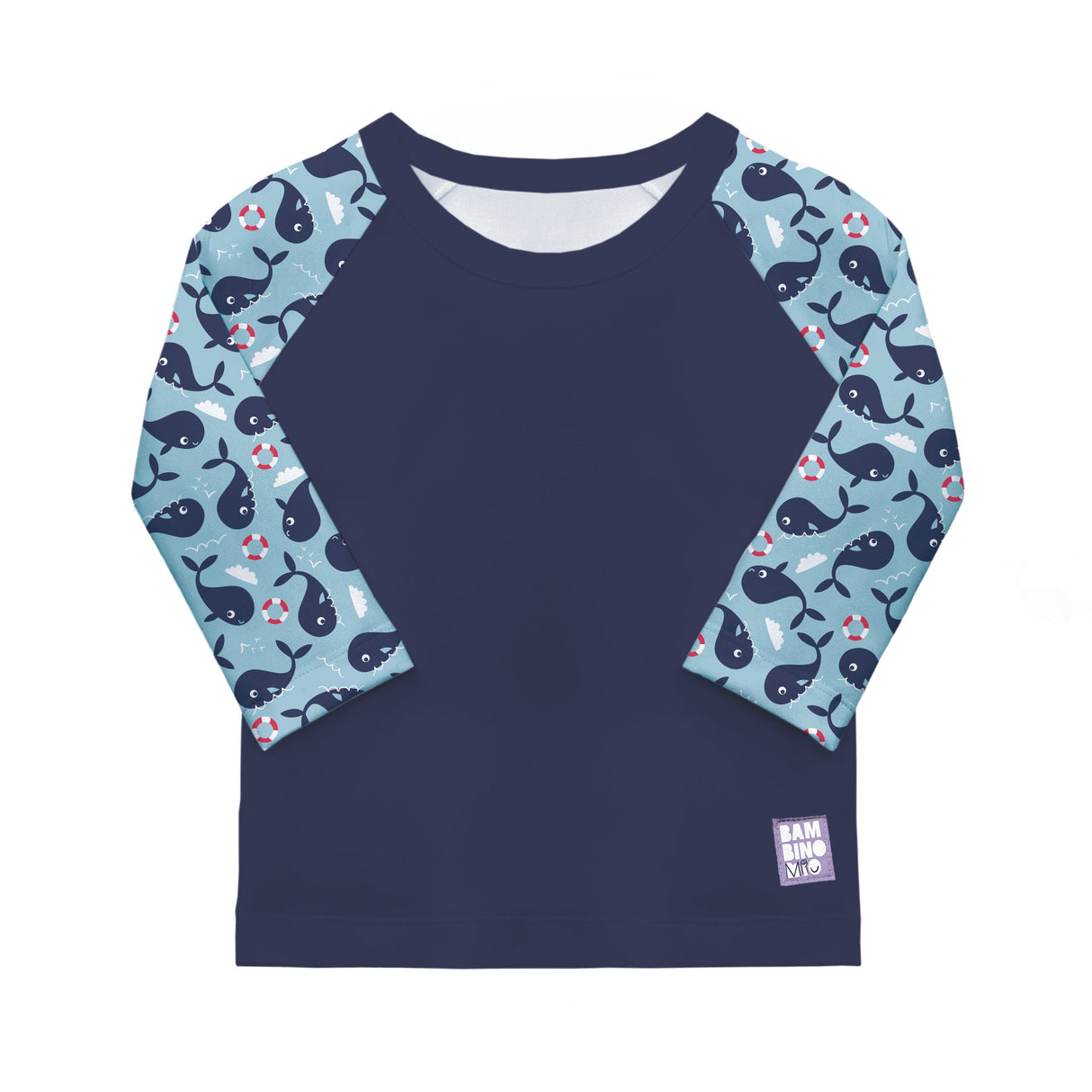 UPF 40+ Soft and Gentle Protective Swim Rash Vest in Blue Whale