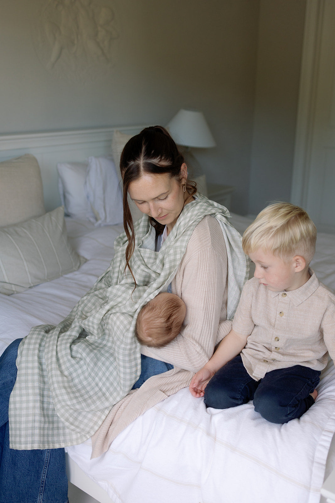Gingham Sage Large Swaddle Muslin