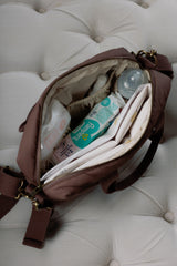 Ralphie Bear Quilted Changing Stroller Bag - Brown/Pears