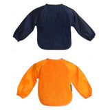 2 PACK - Mum 2 Mum Long Sleeved Wonder Bibs LARGE 18m - 3 years - Orange & Navy