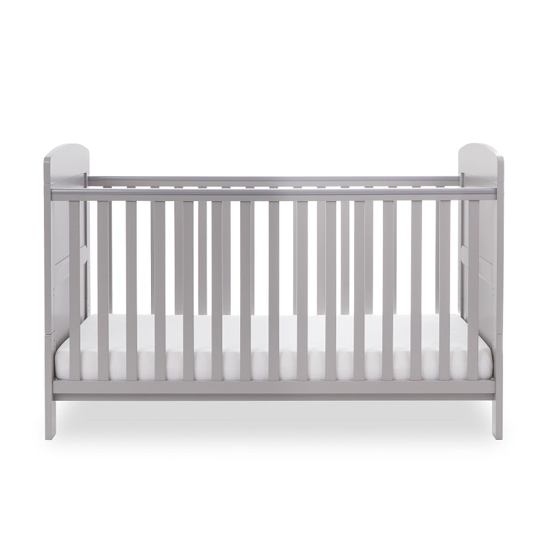 Obaby Grace Cot Bed, Cot Top Changer + Fibre Mattress - Warm Grey