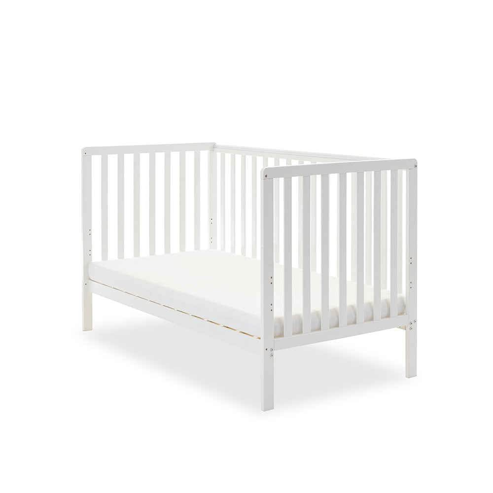 Obaby Bantam Cot Bed, Under Drawer + Fibre Mattress - White