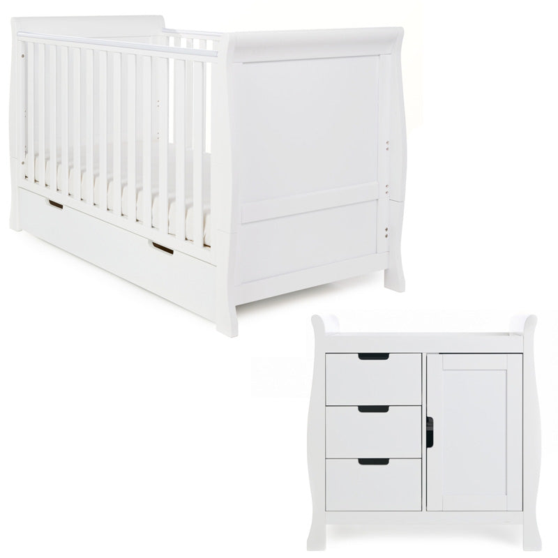 Obaby Stamford Classic Sleigh 2 Piece Room Set - White