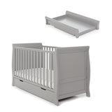 Obaby Stamford Classic Cot Bed + Cot Top Changer - Warm Grey