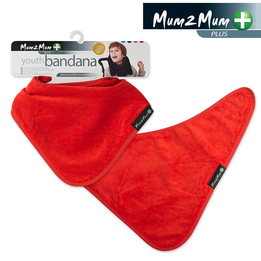 Mum 2 Mum PLUS Youth Disability Bib - Ages 5-15 years - Red