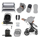 Ickle Bubba Stomp Luxe 14 Piece Nimbus 180° Spin Travel & Home Bundle - Silver/Pearl Grey/Tan