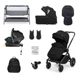 Ickle Bubba Altima 14 Piece Stratus i-Size Travel System & Base + Bubba&Me Crib - Black