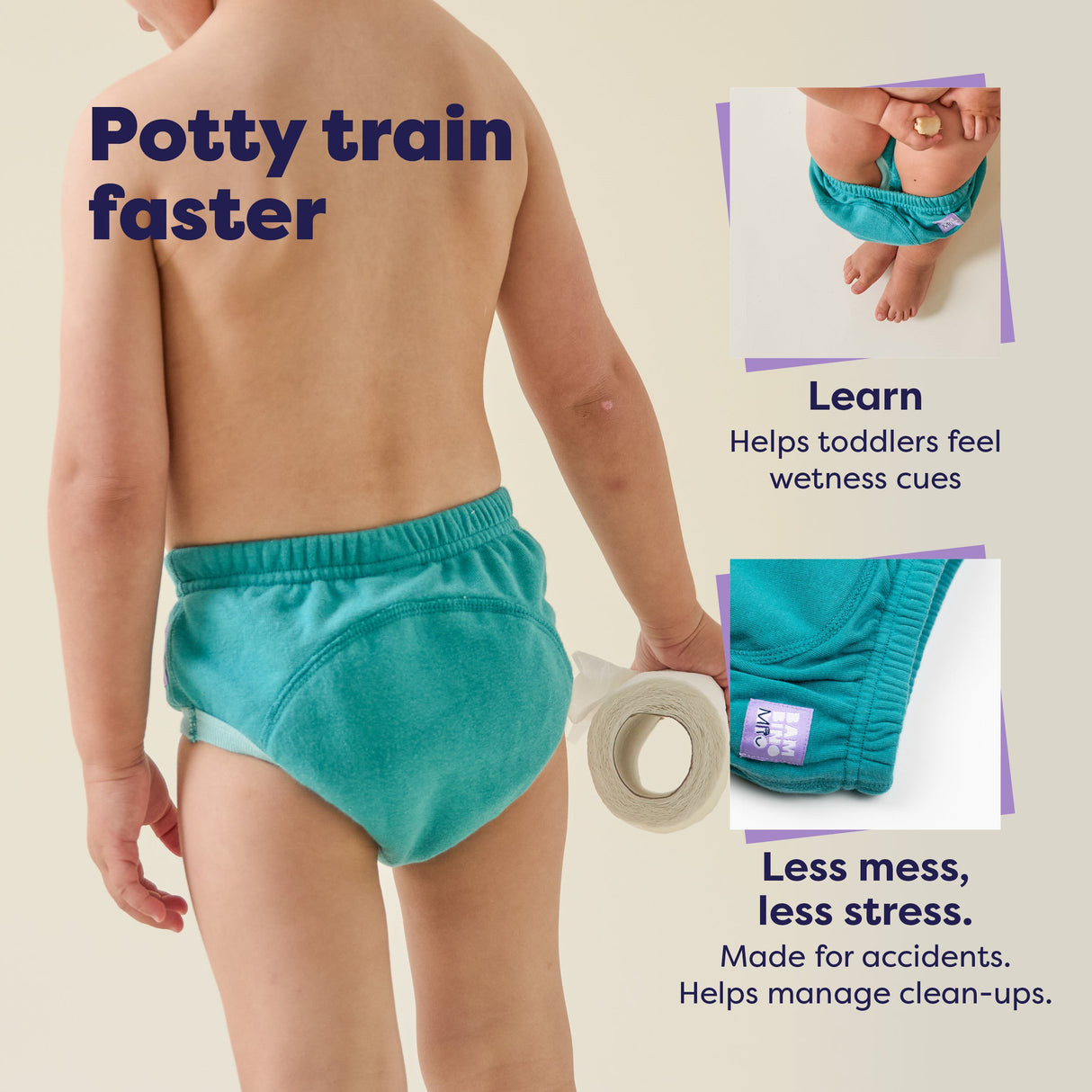 NEW: 3 Pack Reusable Potty Training Pants in Blue - Elite Design
