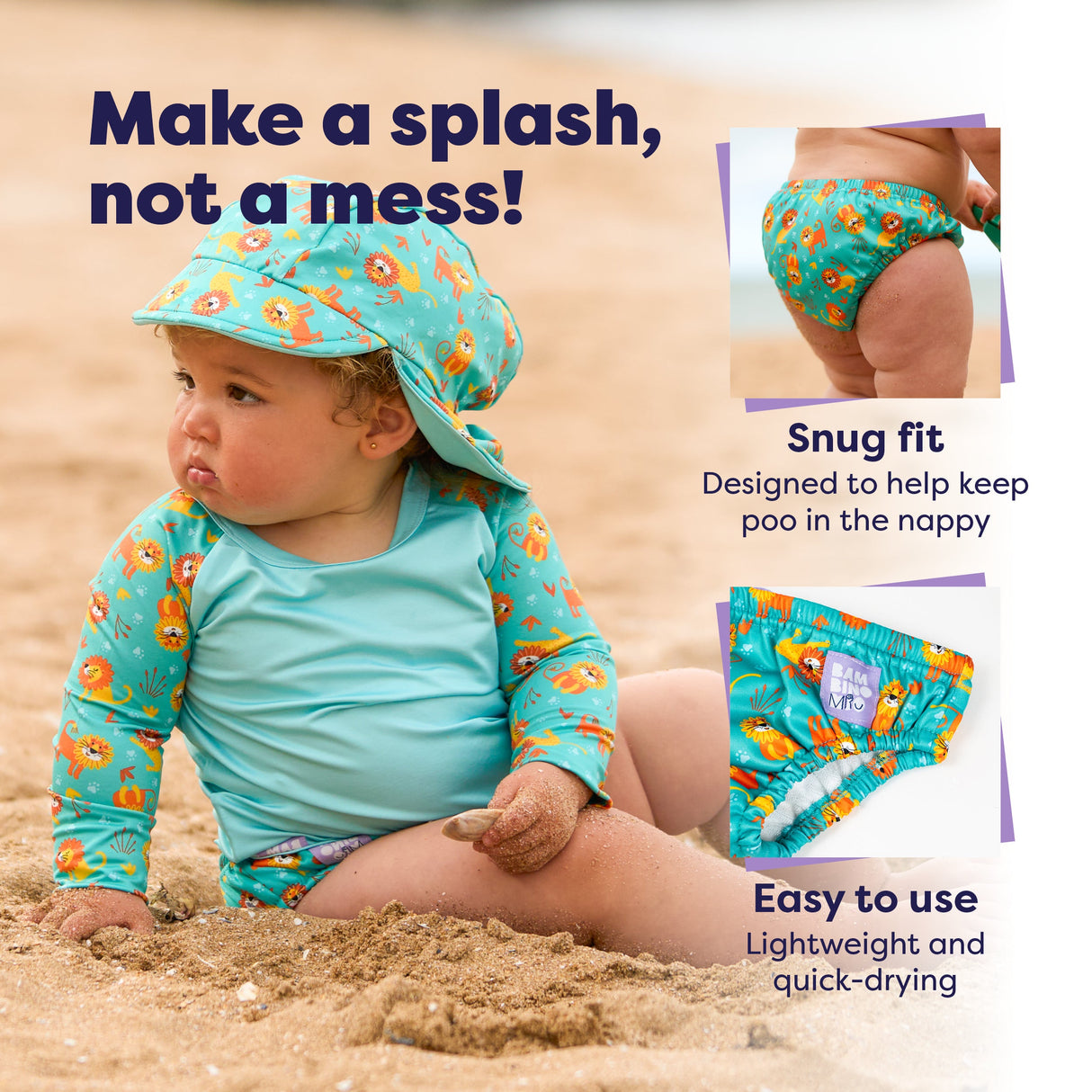 Reusable Swim Nappy in Cool Cats