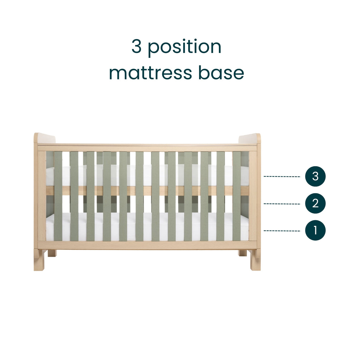 Tutti Bambini Kuba Cot Bed - Pickled Oak / Sage Weave