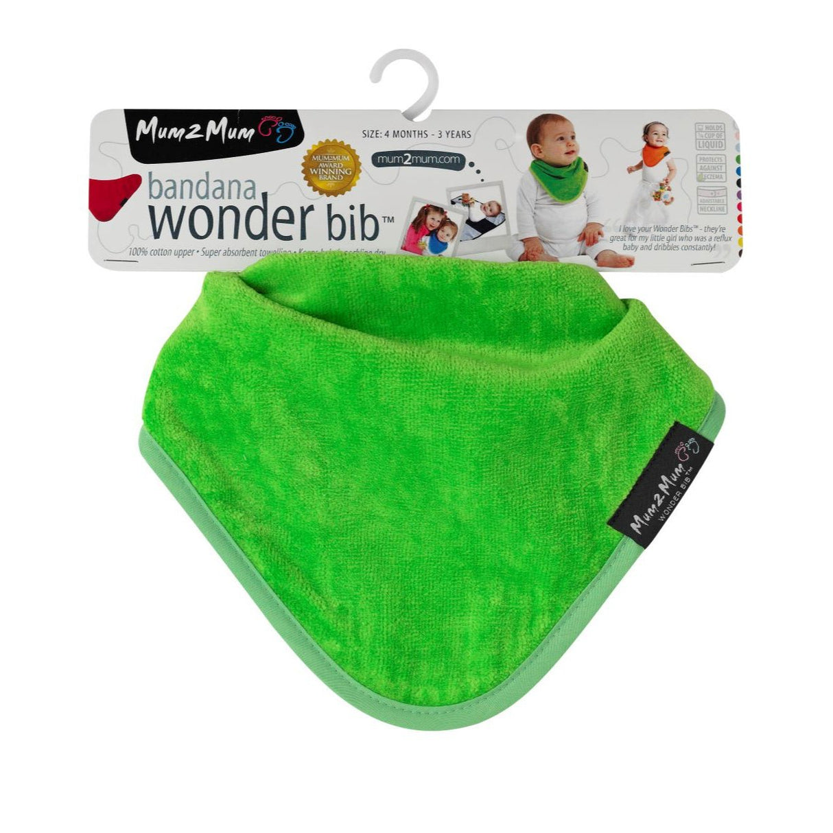 3 PACK - Mum 2 Mum Bandana Style Wonder Bibs - Red / Lime / Teal