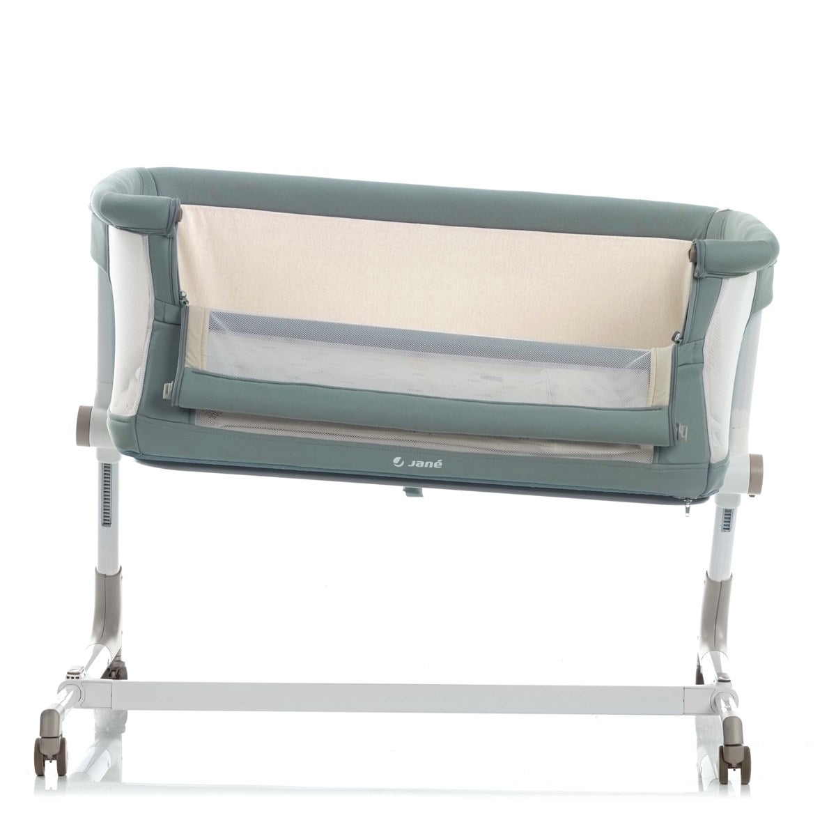 Jane Baby Side Crib + 4 Piece Bedding Set & Safety Mattress, Botanic