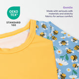 3 Piece Baby Swim Set with Swim Nappy, Swim top and Swim Hat in Busy Bees