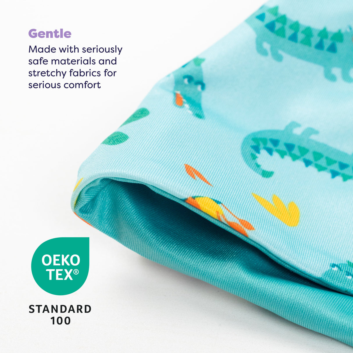 UPF 40+ Reversible Swim Hat for Babies and Toddlers in Crafty Croc