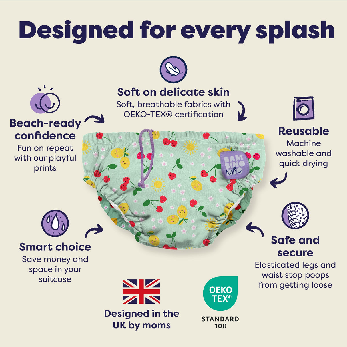 Reusable Swim Nappy in Juicy Fruit