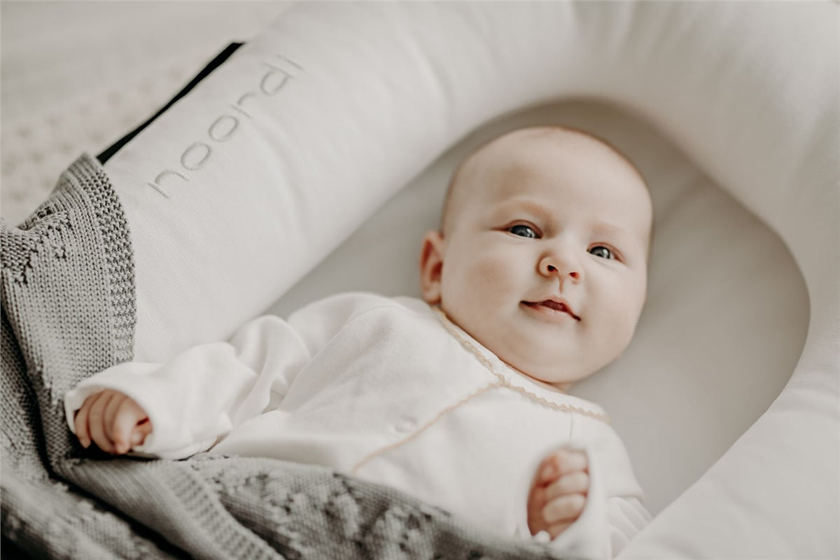 Noordi 2in1 Deluxe Baby Nest & Maternity Pillow with Silver-Ion Cotton, White